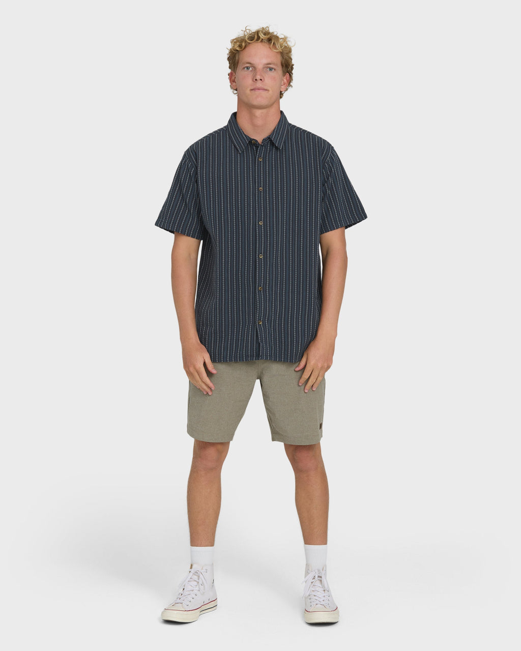 Billabong Garage Sandon Jacquard Short Sleeve Woven Shirt - True Navy