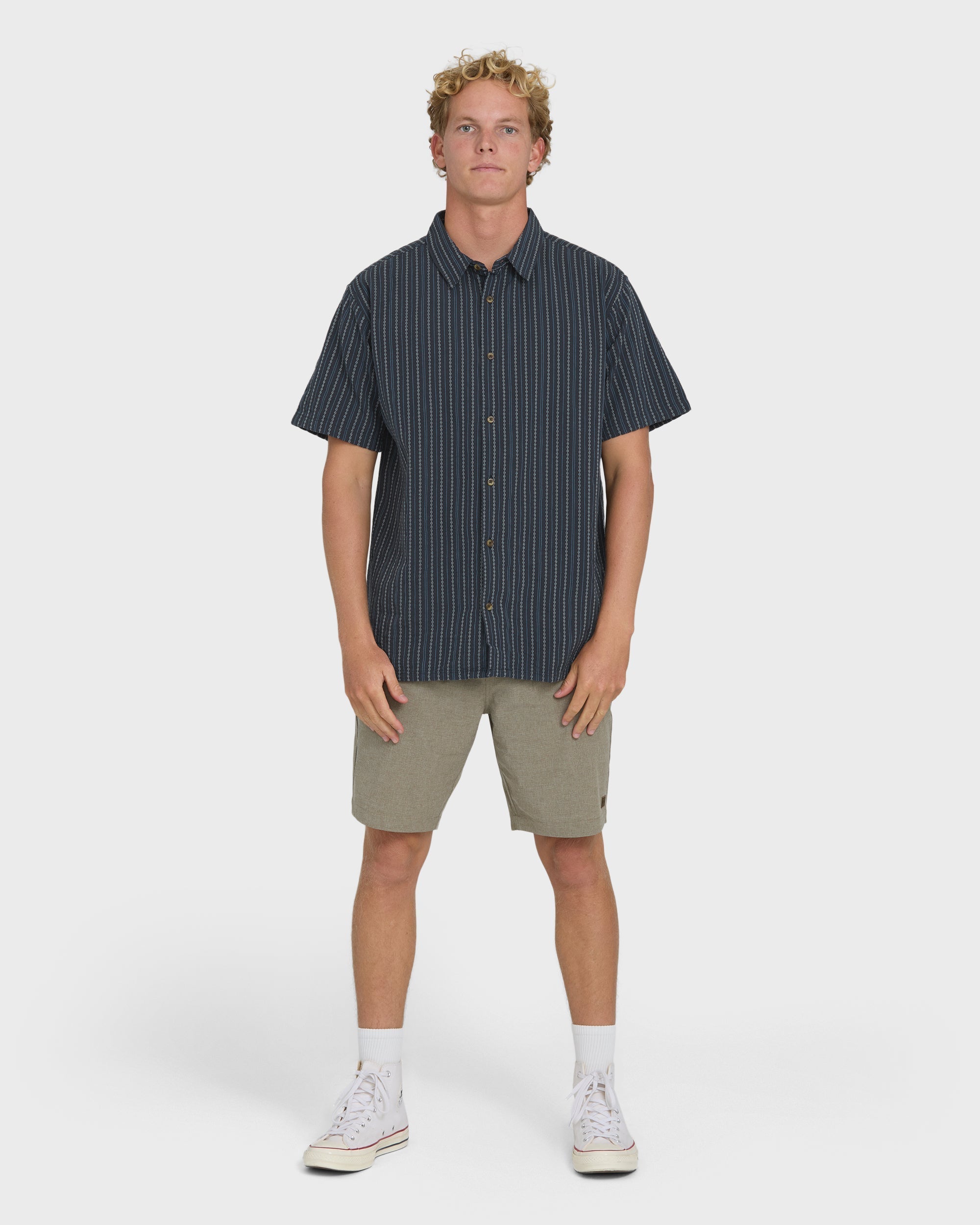 Billabong Garage Sandon Jacquard Short Sleeve Woven Shirt - True Navy