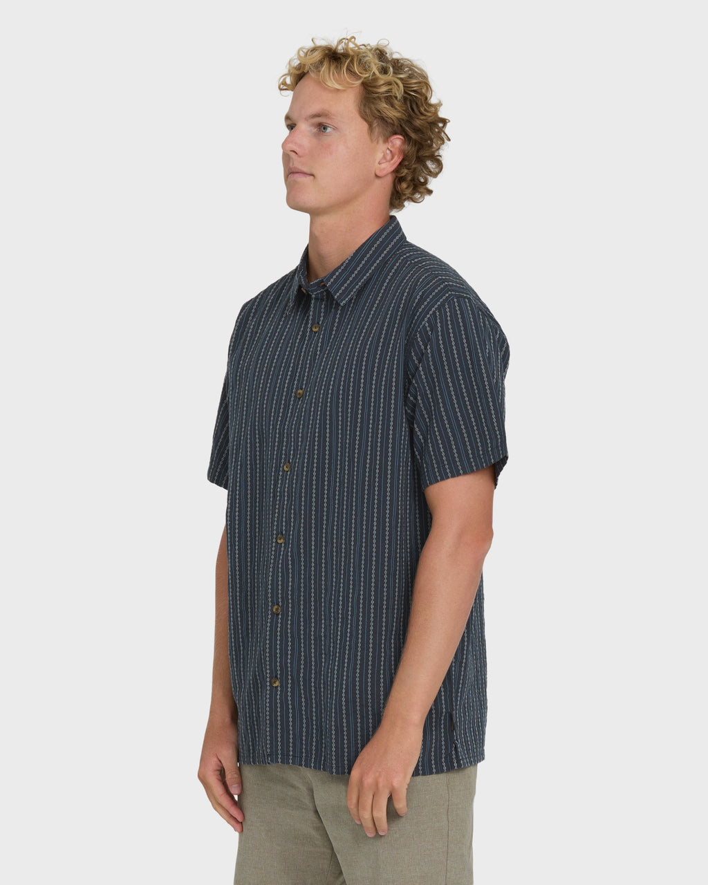 Billabong Garage Sandon Jacquard Short Sleeve Woven Shirt - True Navy