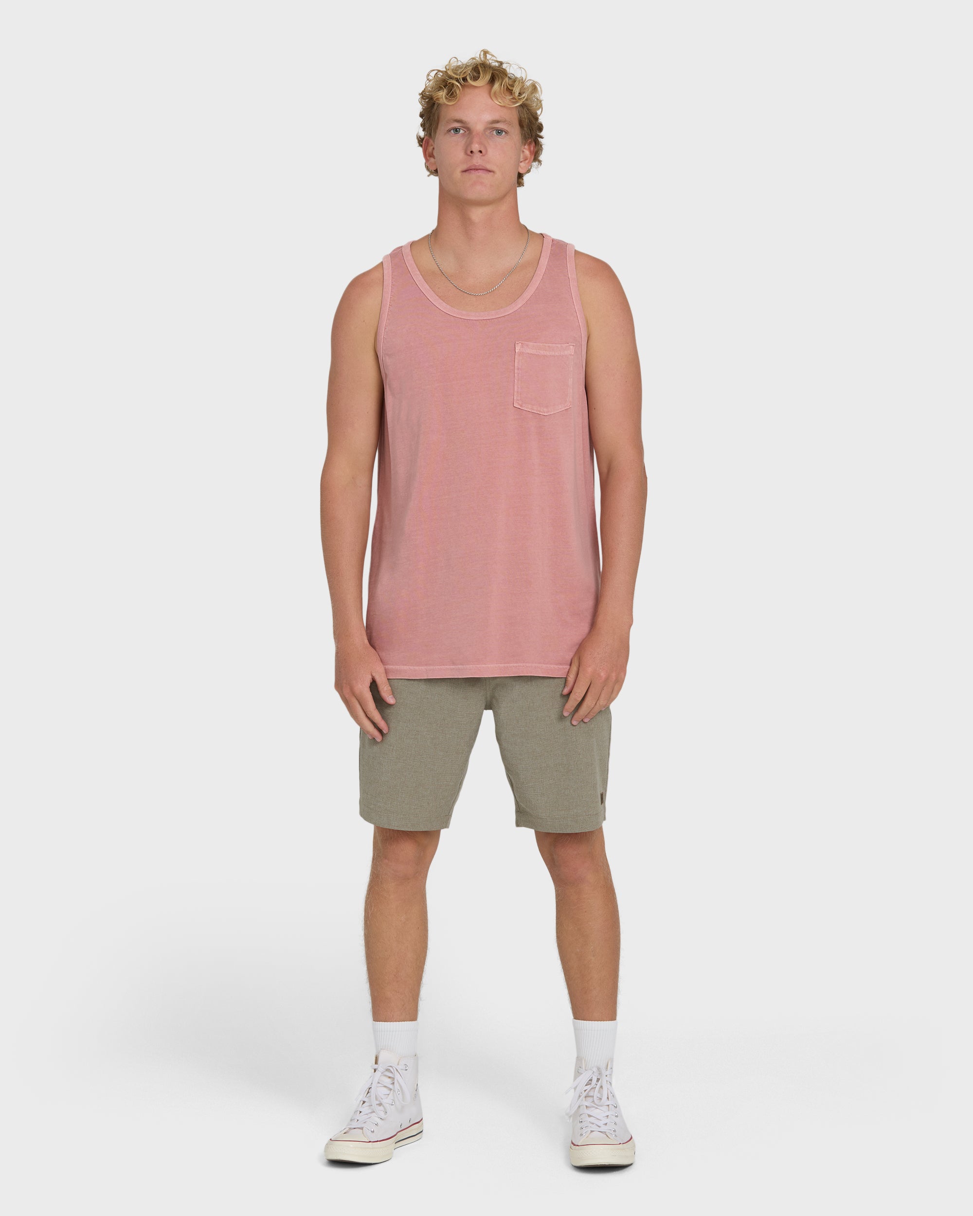 Billabong Essential Pocket Wave Washed Premium Tank Top - Ash Rose