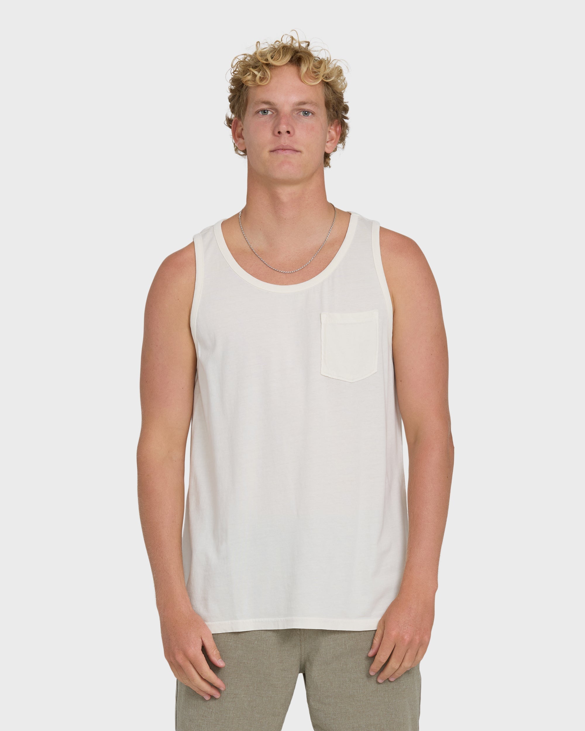 Billabong Essential Pocket Wave Washed Premium Tank Top - Off White