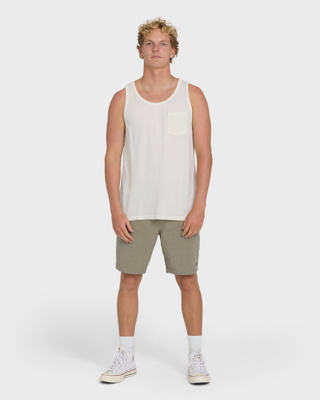 Billabong Essential Pocket Wave Washed Premium Tank Top - Off White
