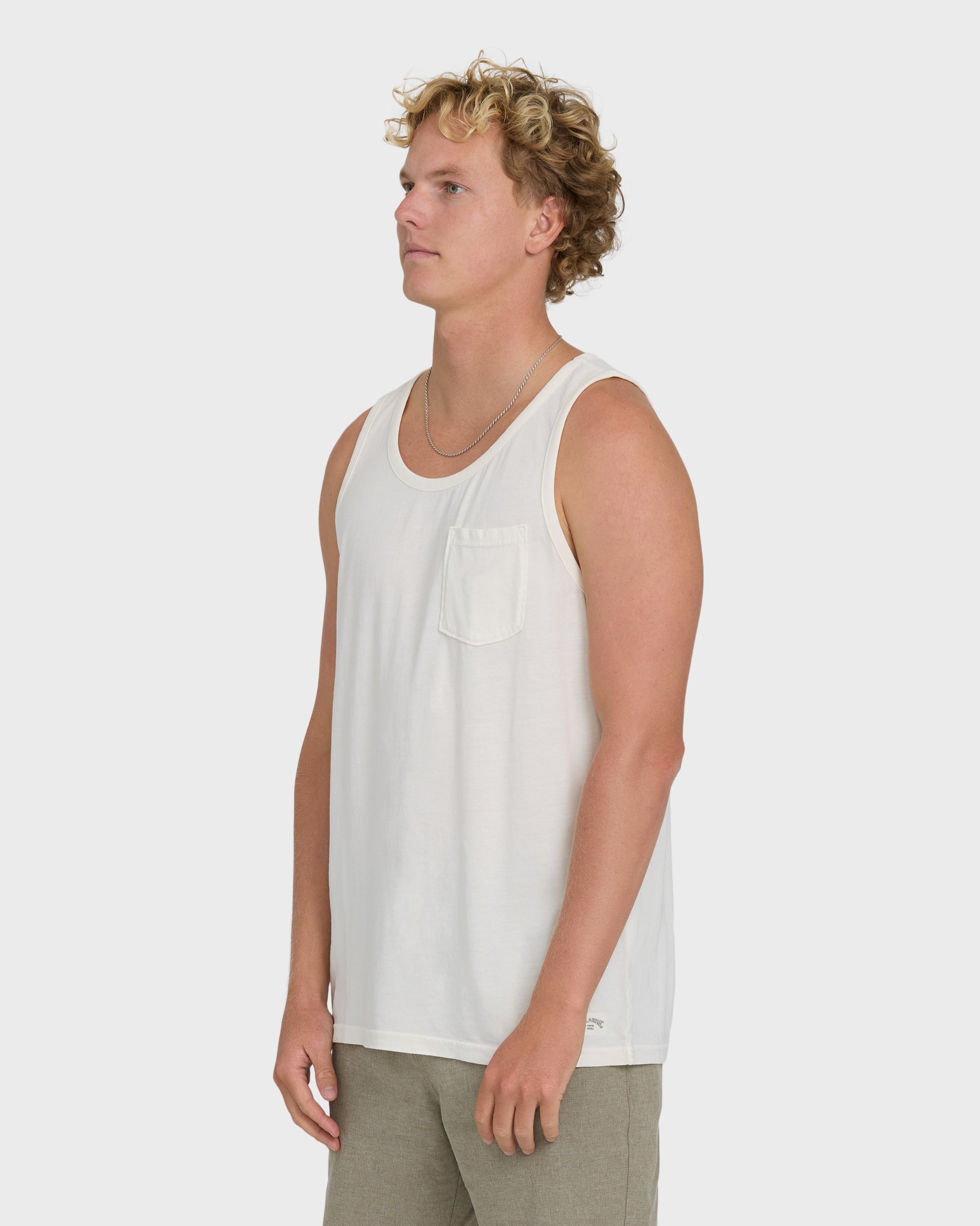 Billabong Essential Pocket Wave Washed Premium Tank Top - Off White