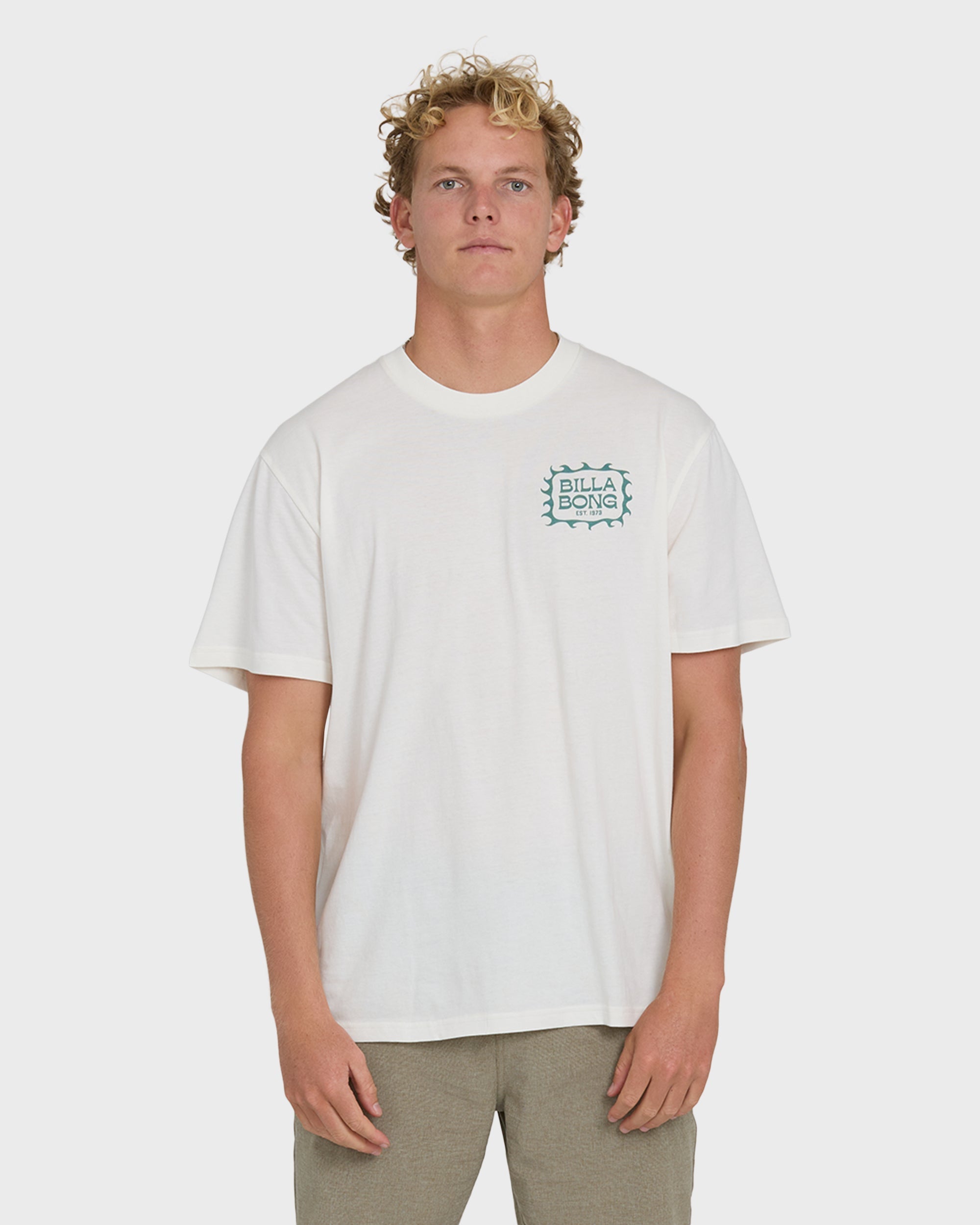Billabong Ripple Premium Short Sleeve Cotton Graphic T-Shirt - Off White