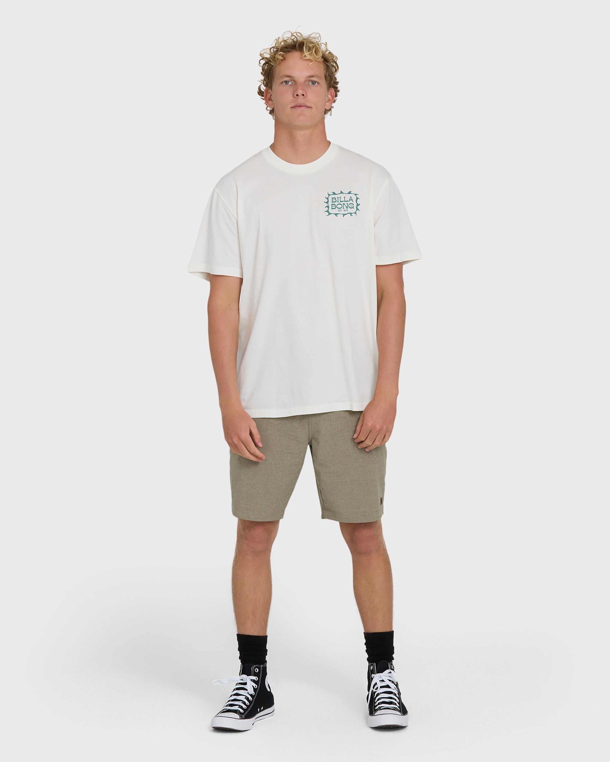 Billabong Ripple Premium Short Sleeve Cotton Graphic T-Shirt - Off White