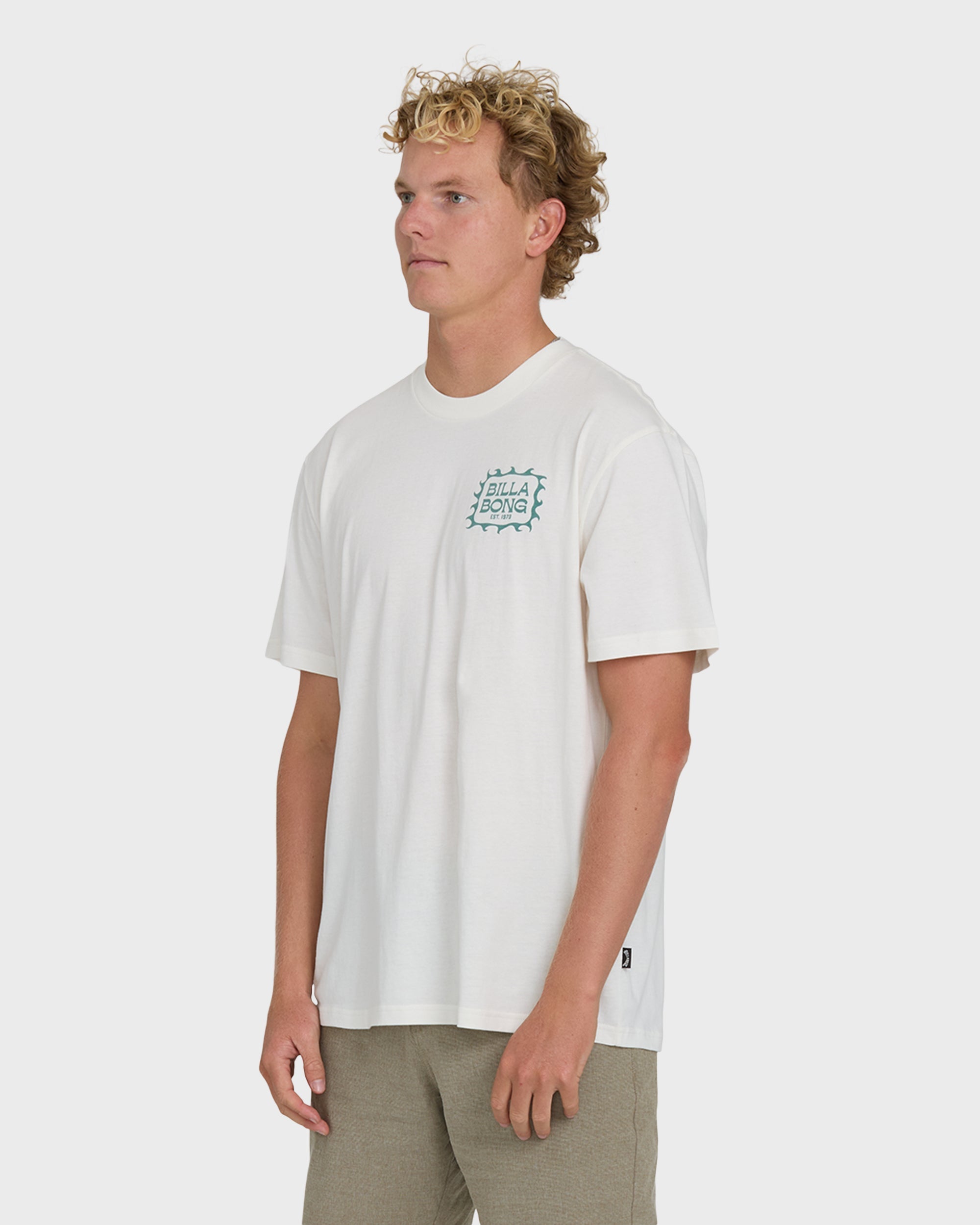Billabong Ripple Premium Short Sleeve Cotton Graphic T-Shirt - Off White