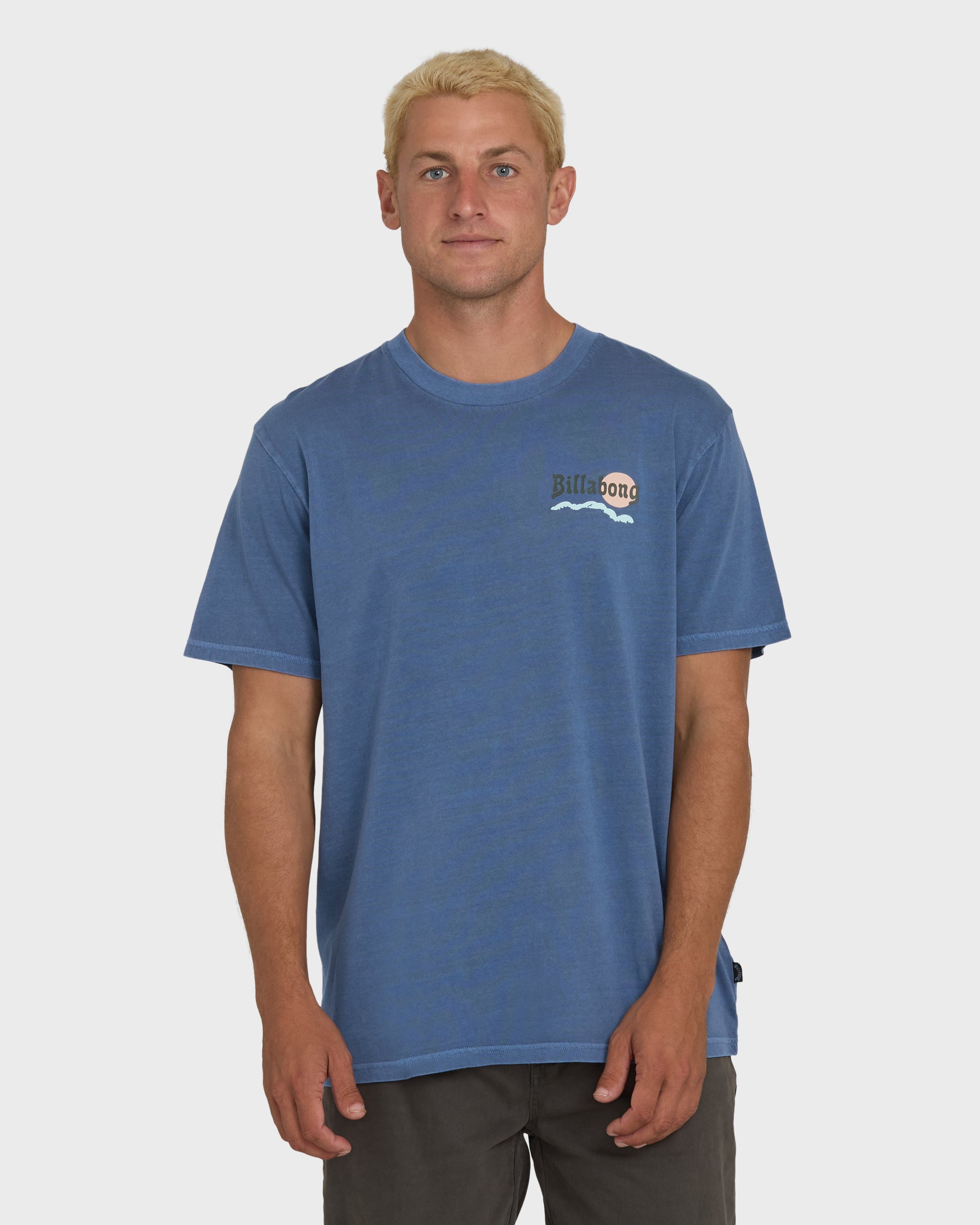 Billabong Loner Wave Washed Premium Short Sleeve Knit T-Shirt - Blue Horizon