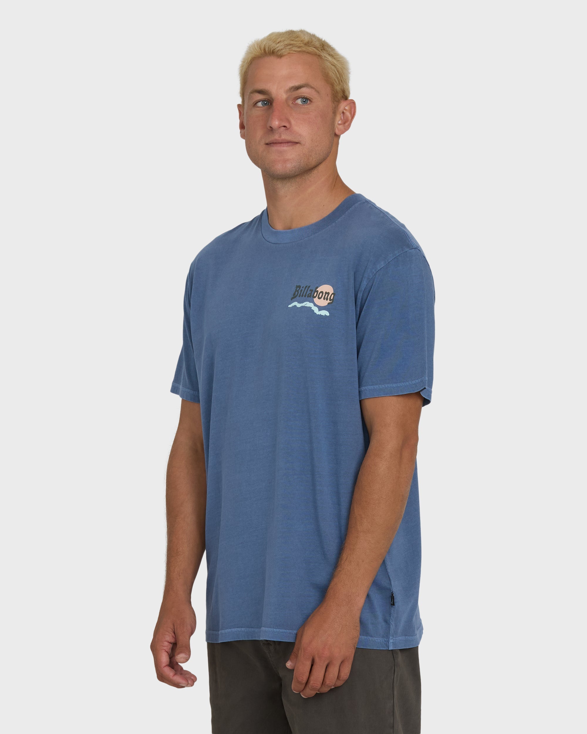 Billabong Loner Wave Washed Premium Short Sleeve Knit T-Shirt - Blue Horizon