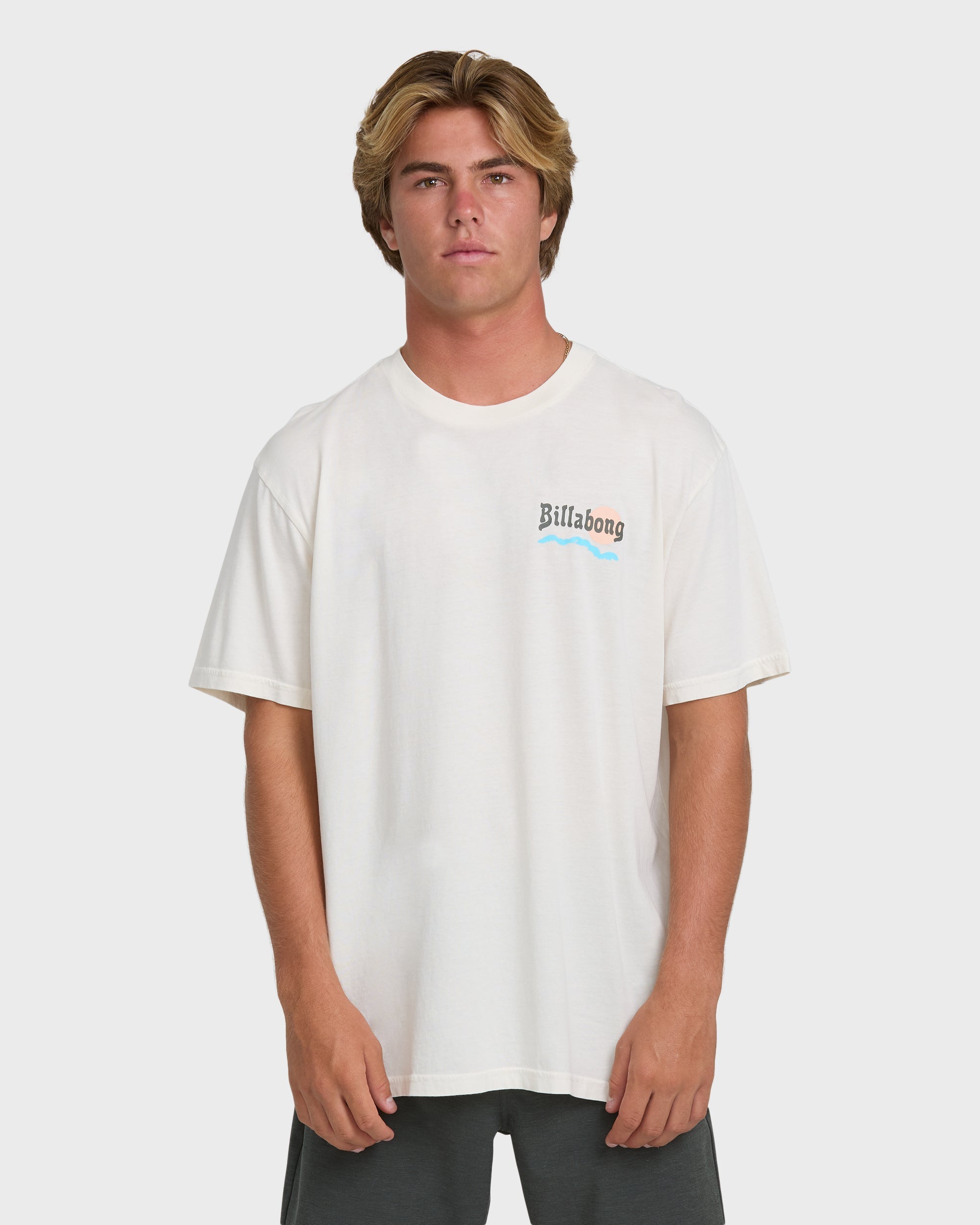 Billabong Loner Wave Washed Premium Short Sleeve Knit T-Shirt - Off White