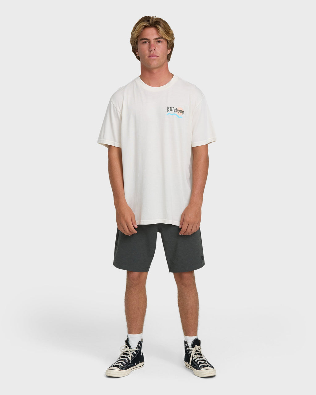 Billabong Loner Wave Washed Premium Short Sleeve Knit T-Shirt - Off White