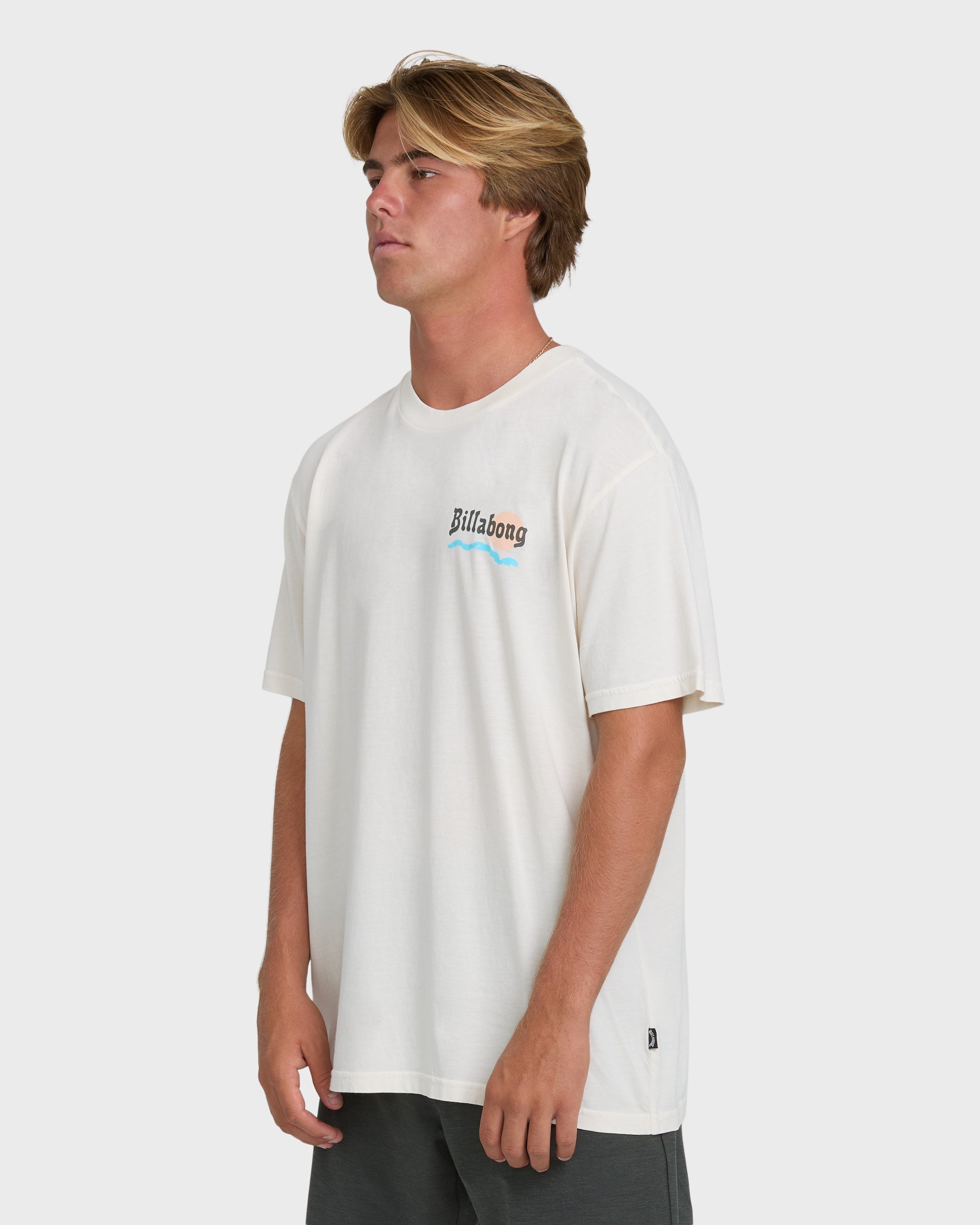 Billabong Loner Wave Washed Premium Short Sleeve Knit T-Shirt - Off White