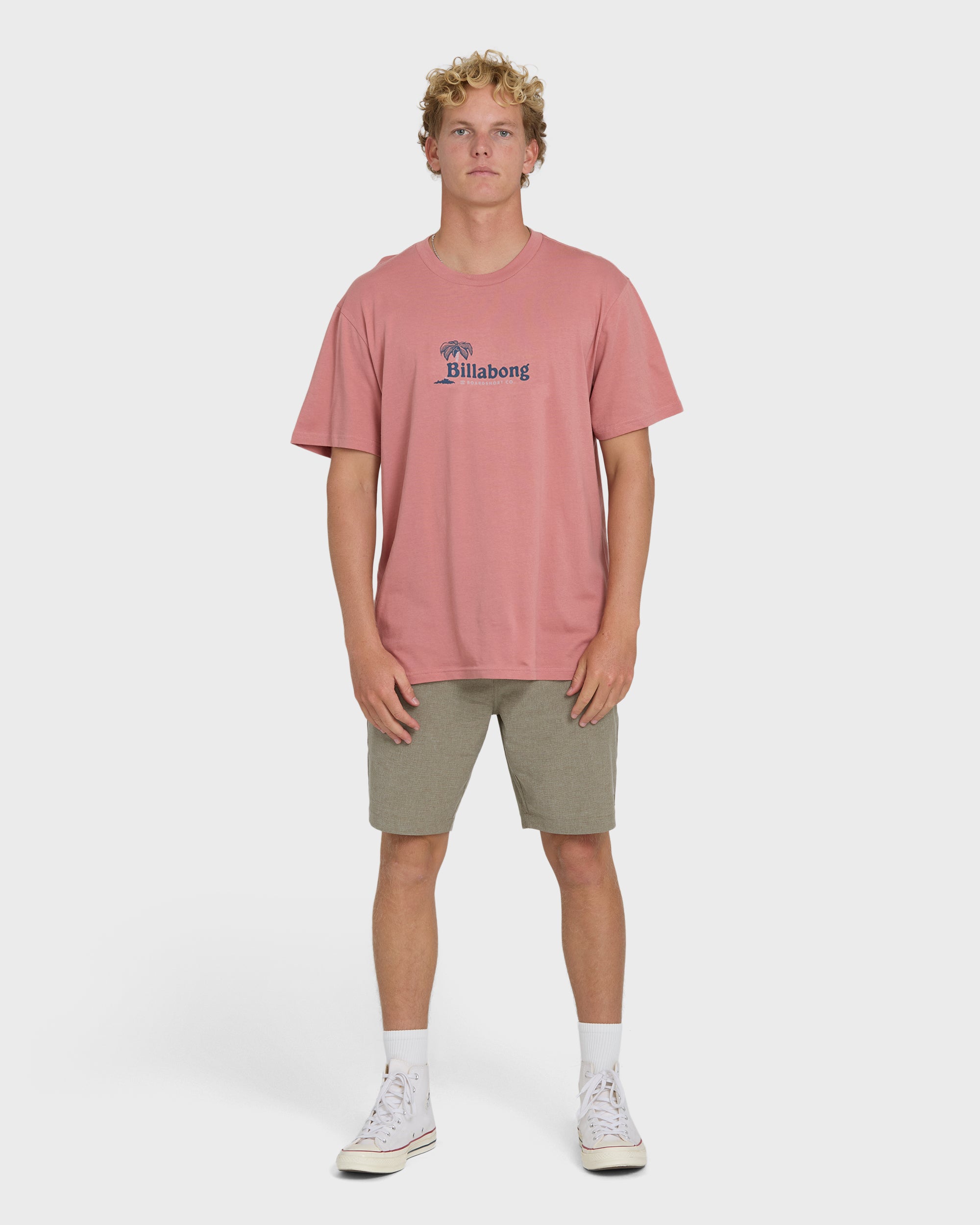 Billabong Check Out Premium Short Sleeve Knit T-Shirt - Ash Rose