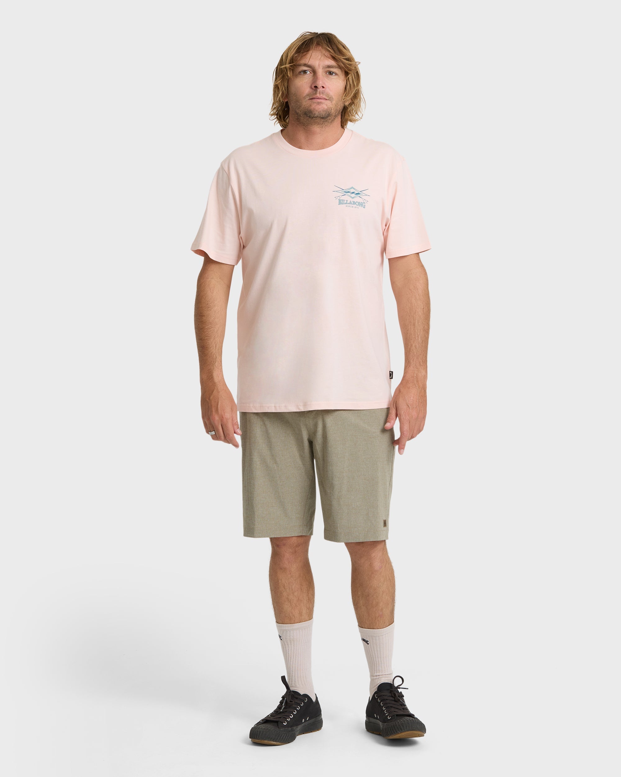 Billabong Crossboards Premium Short Sleeve Knit T-Shirt - Light Pink