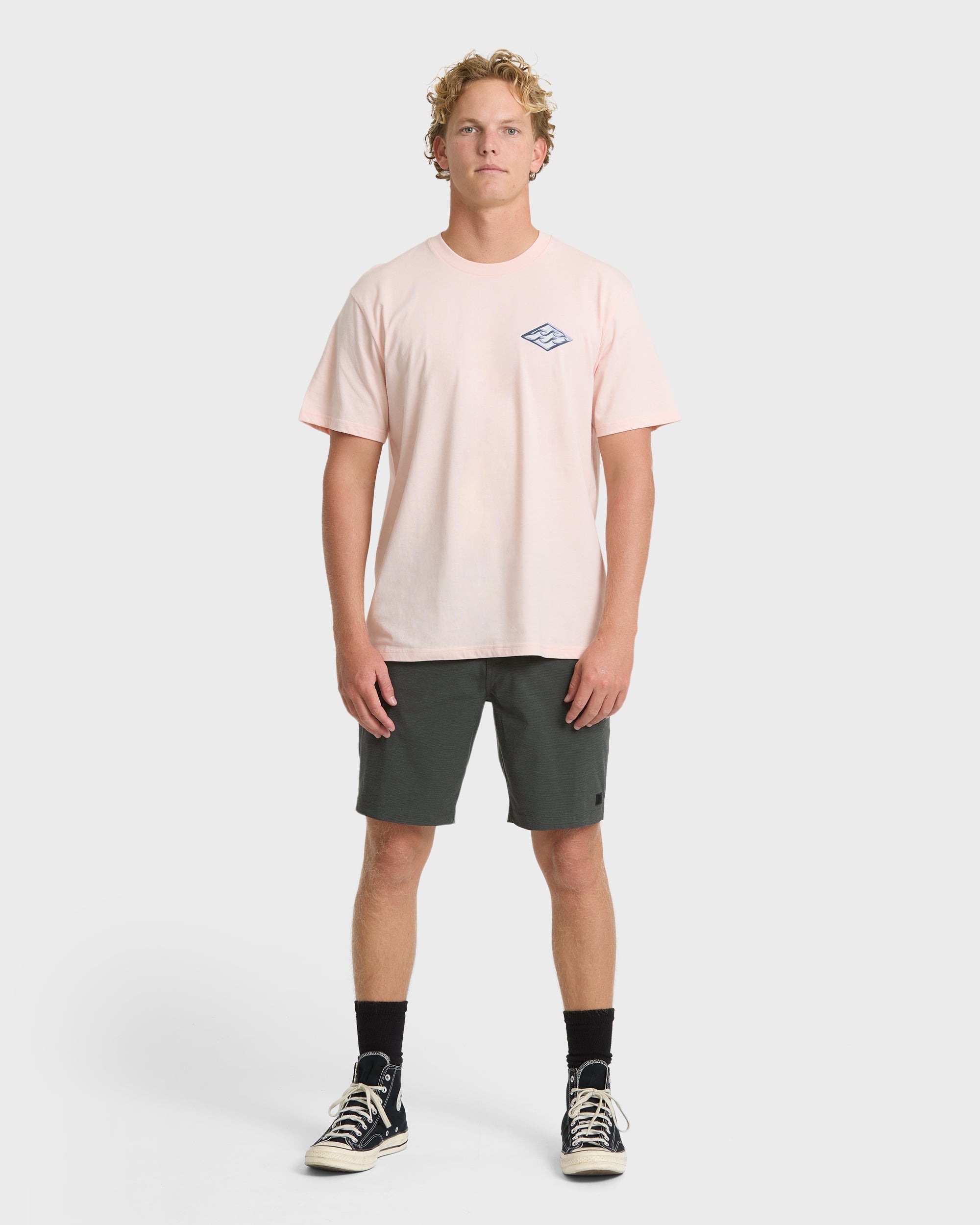 Billabong Dim Arch Premium Short Sleeve Knit T-Shirt - Light Pink