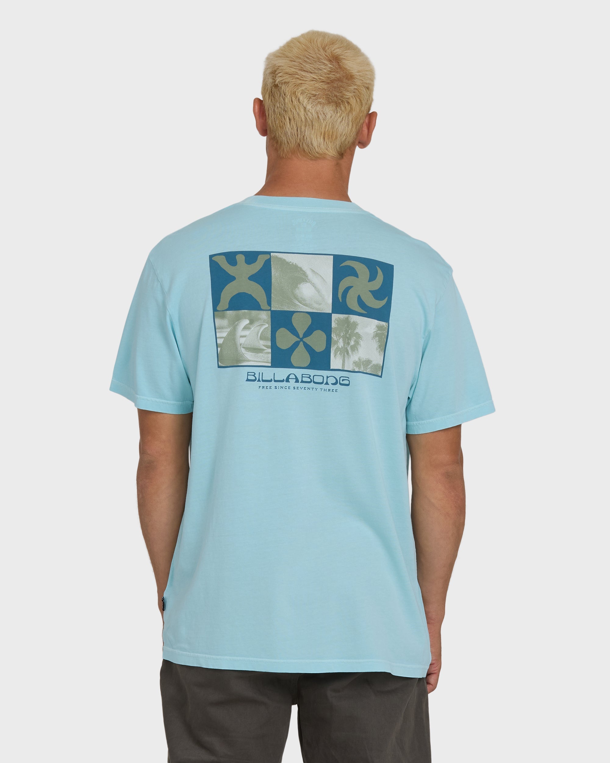 Billabong Glyph Wave Washed Premium Short Sleeve Cotton T-Shirt - Coastal Blue