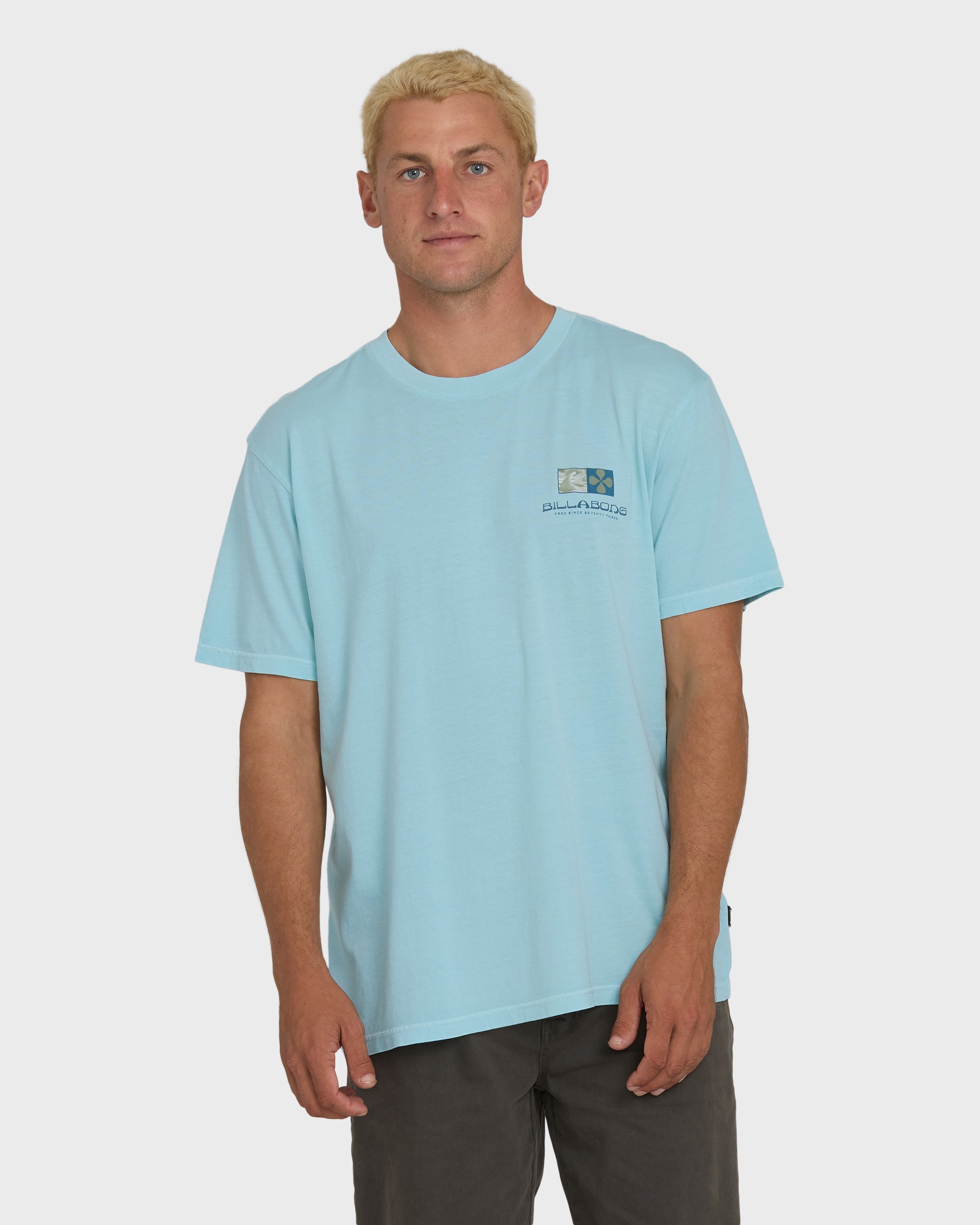 Billabong Glyph Wave Washed Premium Short Sleeve Cotton T-Shirt - Coastal Blue