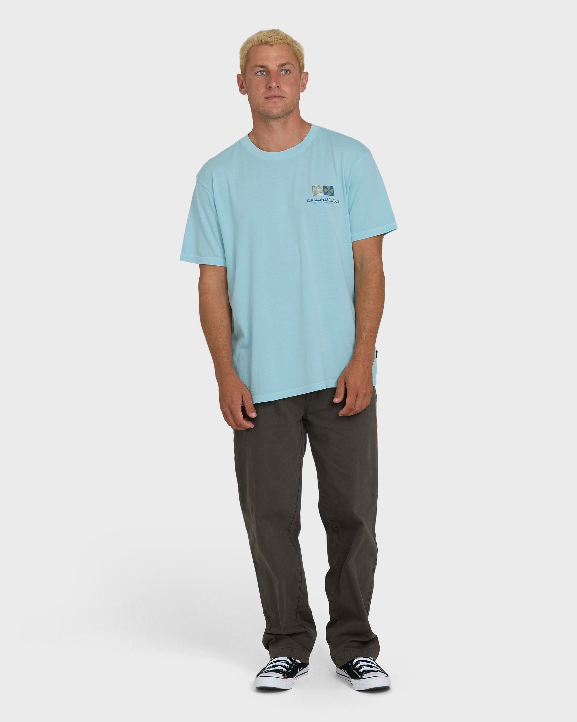 Billabong Glyph Wave Washed Premium Short Sleeve Cotton T-Shirt - Coastal Blue