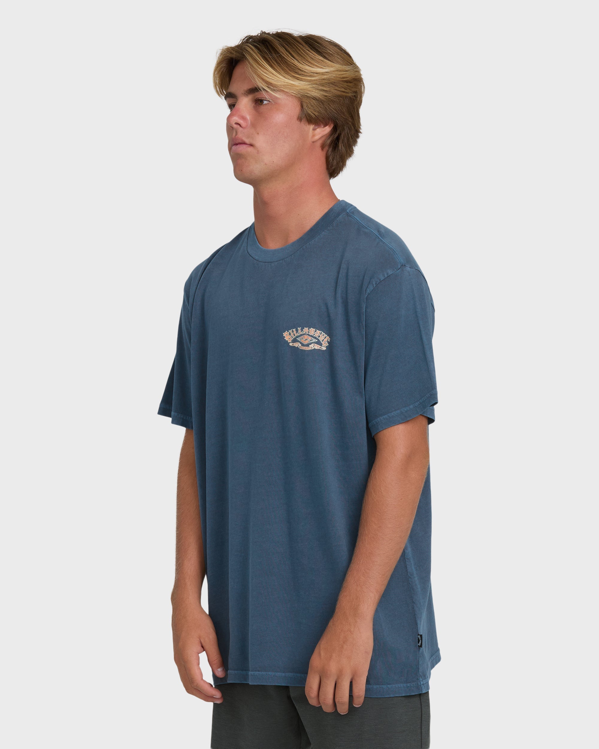 Billabong Heritage Arch Wave Washed Premium Short Sleeve Knit T-Shirt - Dark Denim