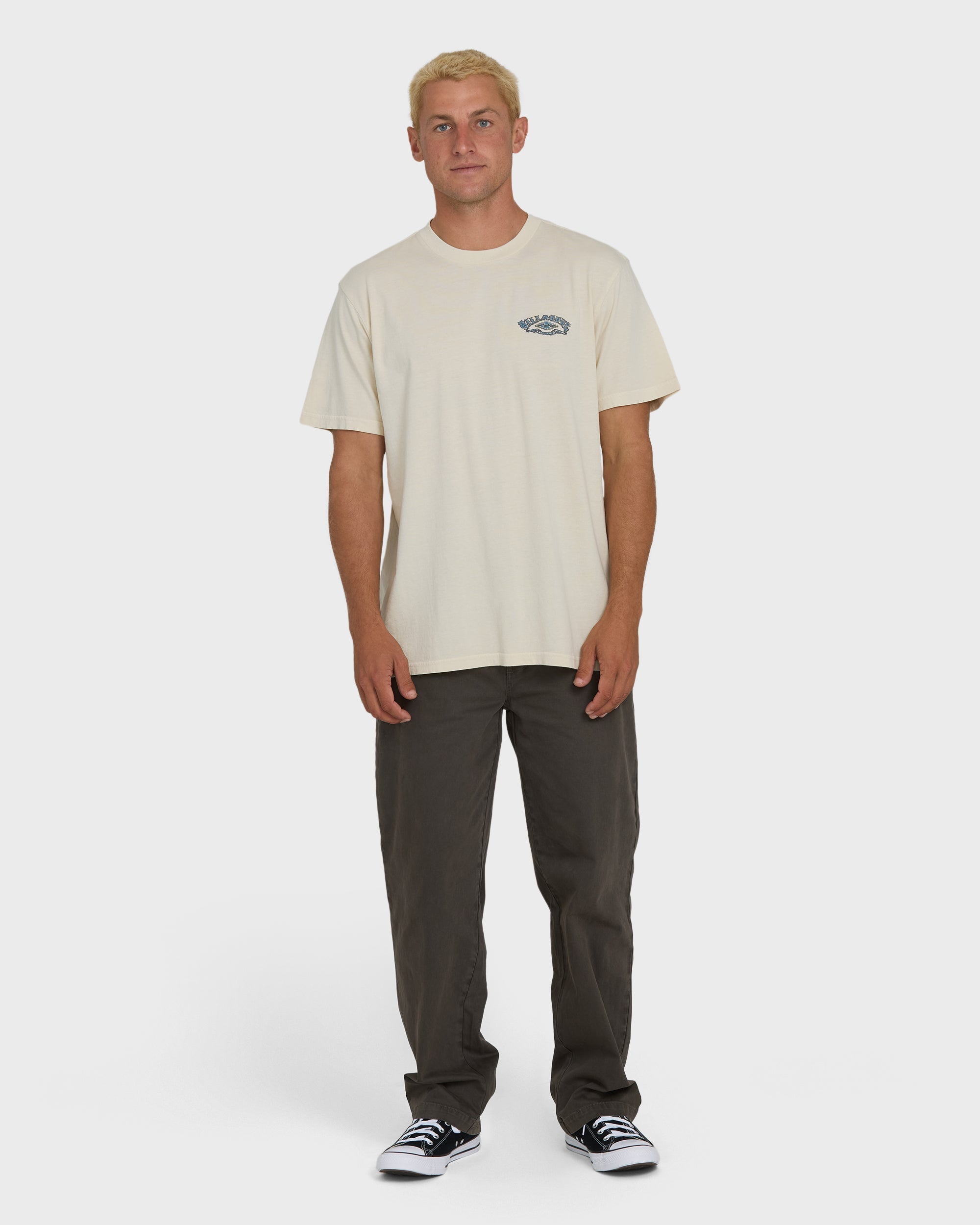 Billabong Heritage Arch Wave Washed Premium Short Sleeve Knit T-Shirt - Oatmeal