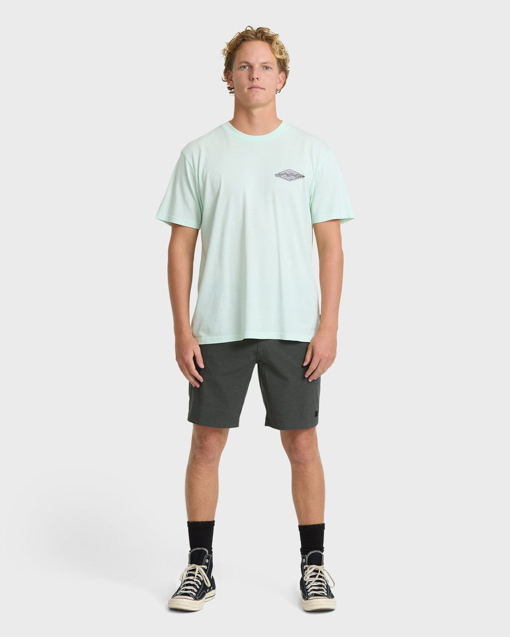 Billabong Heritage Arch Wave Washed Premium Short Sleeve Knit T-Shirt - Sea Glass