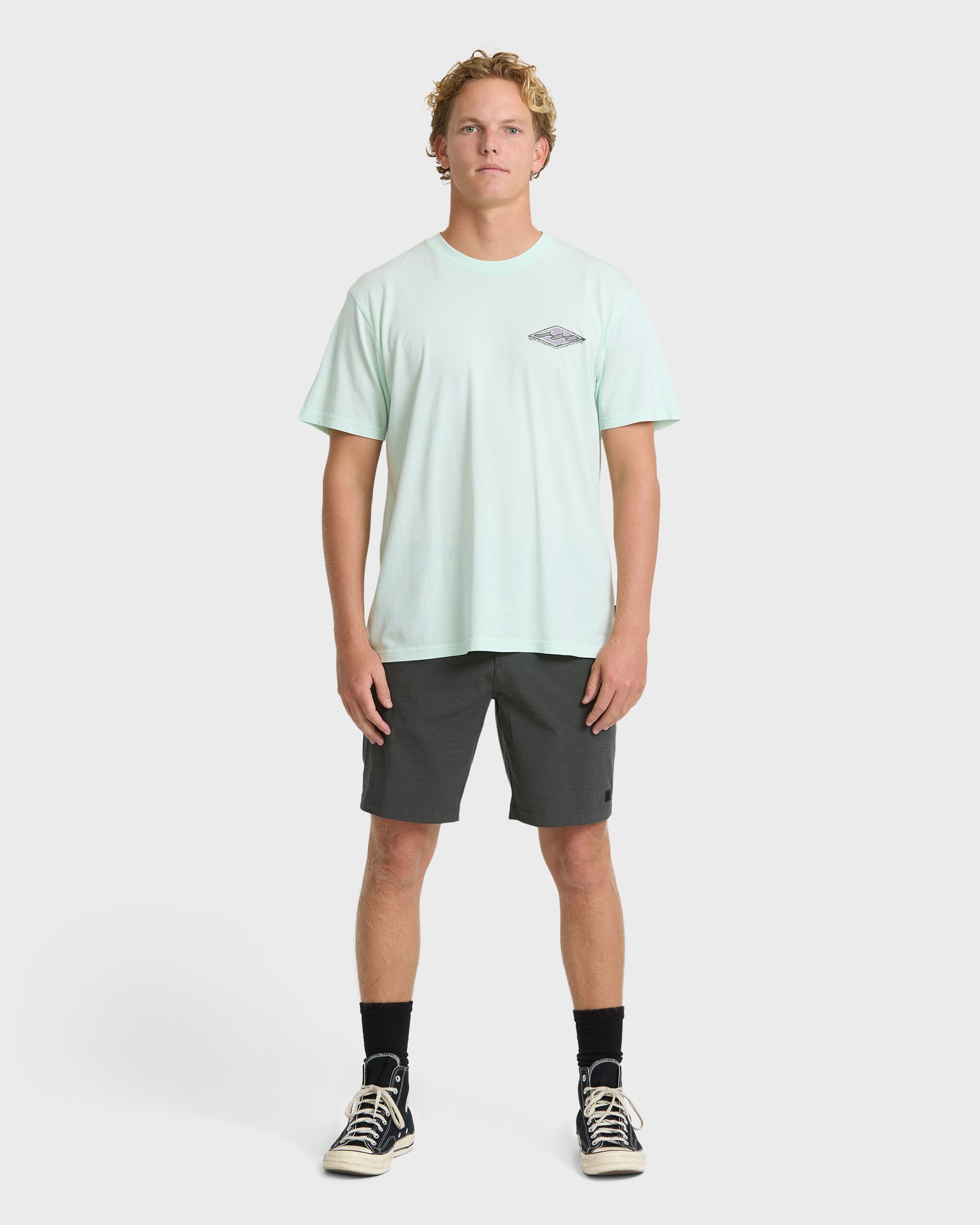 Billabong Heritage Arch Wave Washed Premium Short Sleeve Knit T-Shirt - Sea Glass