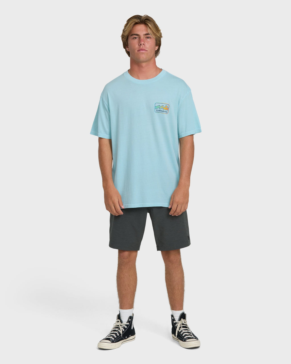 Billabong Runner Wave Washed Premium Short Sleeve Cotton T-Shirt - Coastal Blue