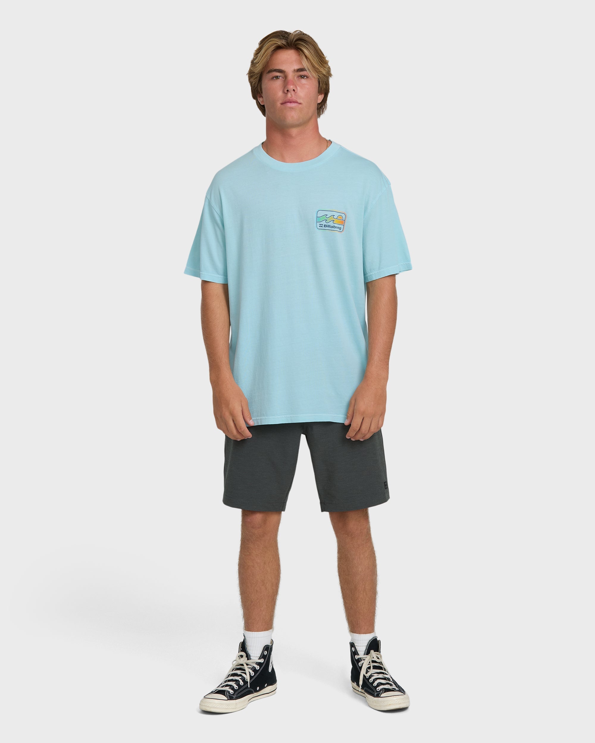 Billabong Runner Wave Washed Premium Short Sleeve Cotton T-Shirt - Coastal Blue