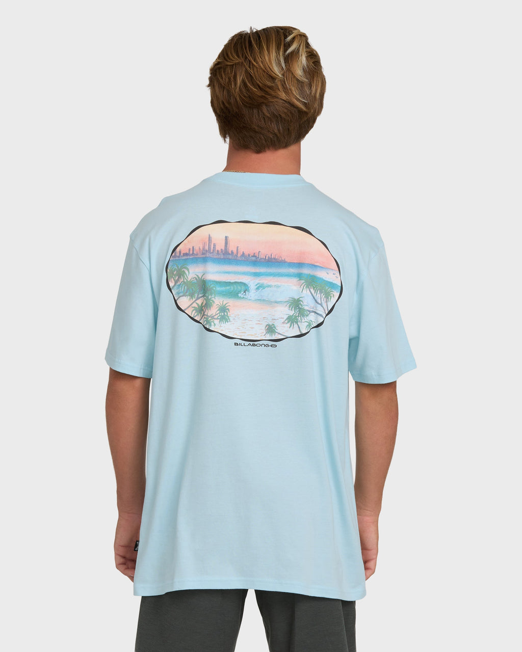 Billabong Nanda Ormond Burleigh Heads Premium Short Sleeve Cotton T-Shirt - Coastal Blue