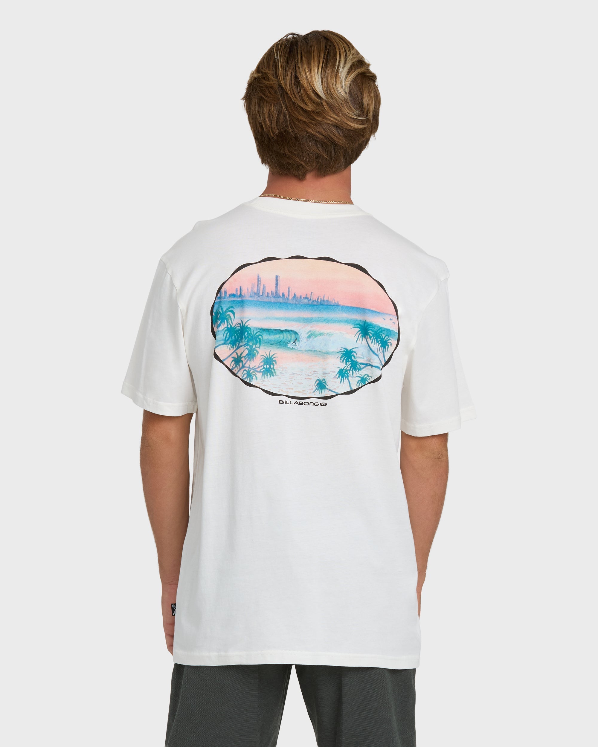 Billabong Nanda Ormond Burleigh Heads Premium Short Sleeve Cotton T-Shirt - Off White