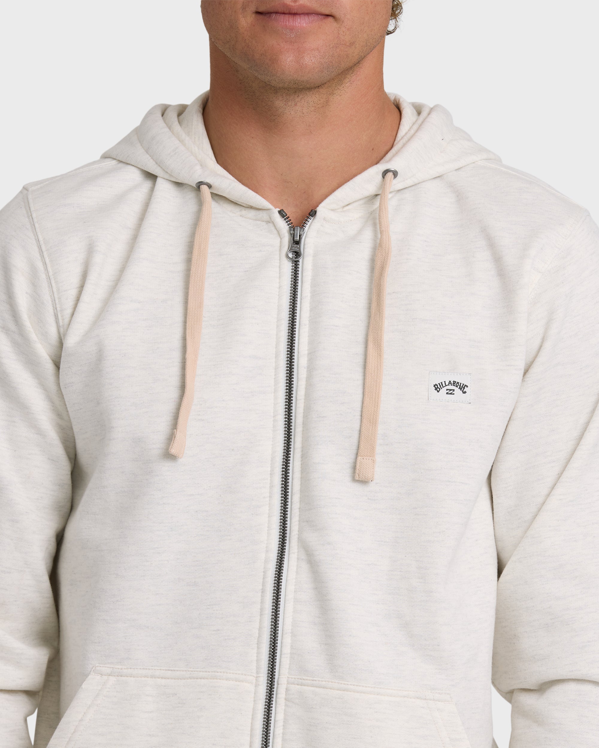 Billabong All Day Zip Front Hoodie - Oatmeal Heather.