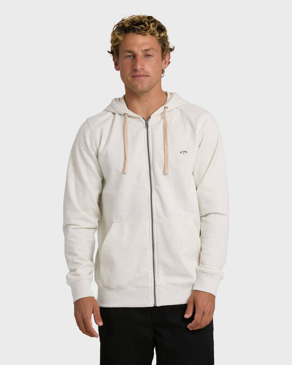 Billabong All Day Zip Front Hoodie - Oatmeal Heather.