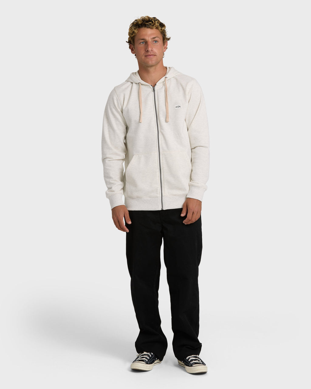 Billabong All Day Zip Front Hoodie - Oatmeal Heather.