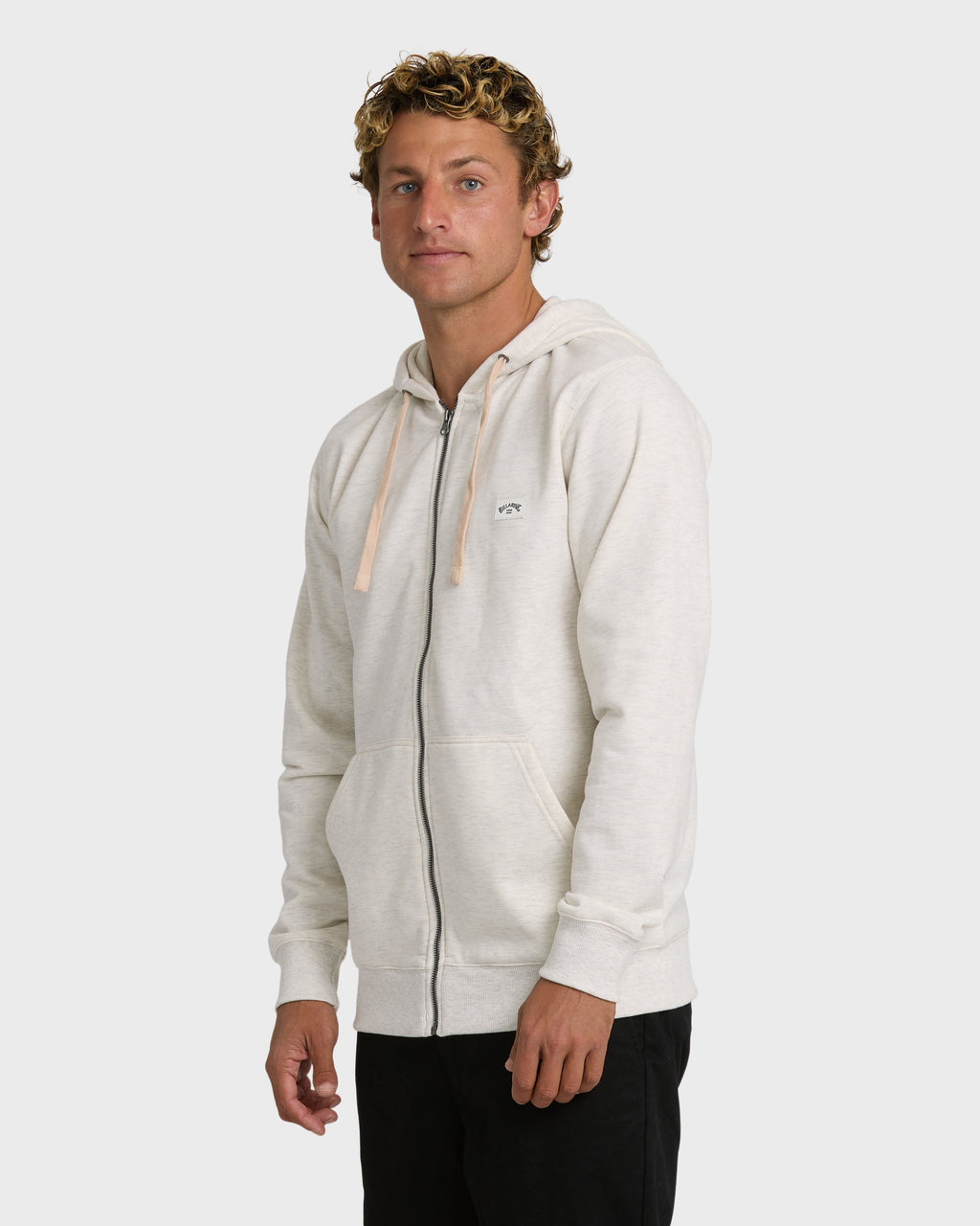 Billabong All Day Zip Front Hoodie - Oatmeal Heather.