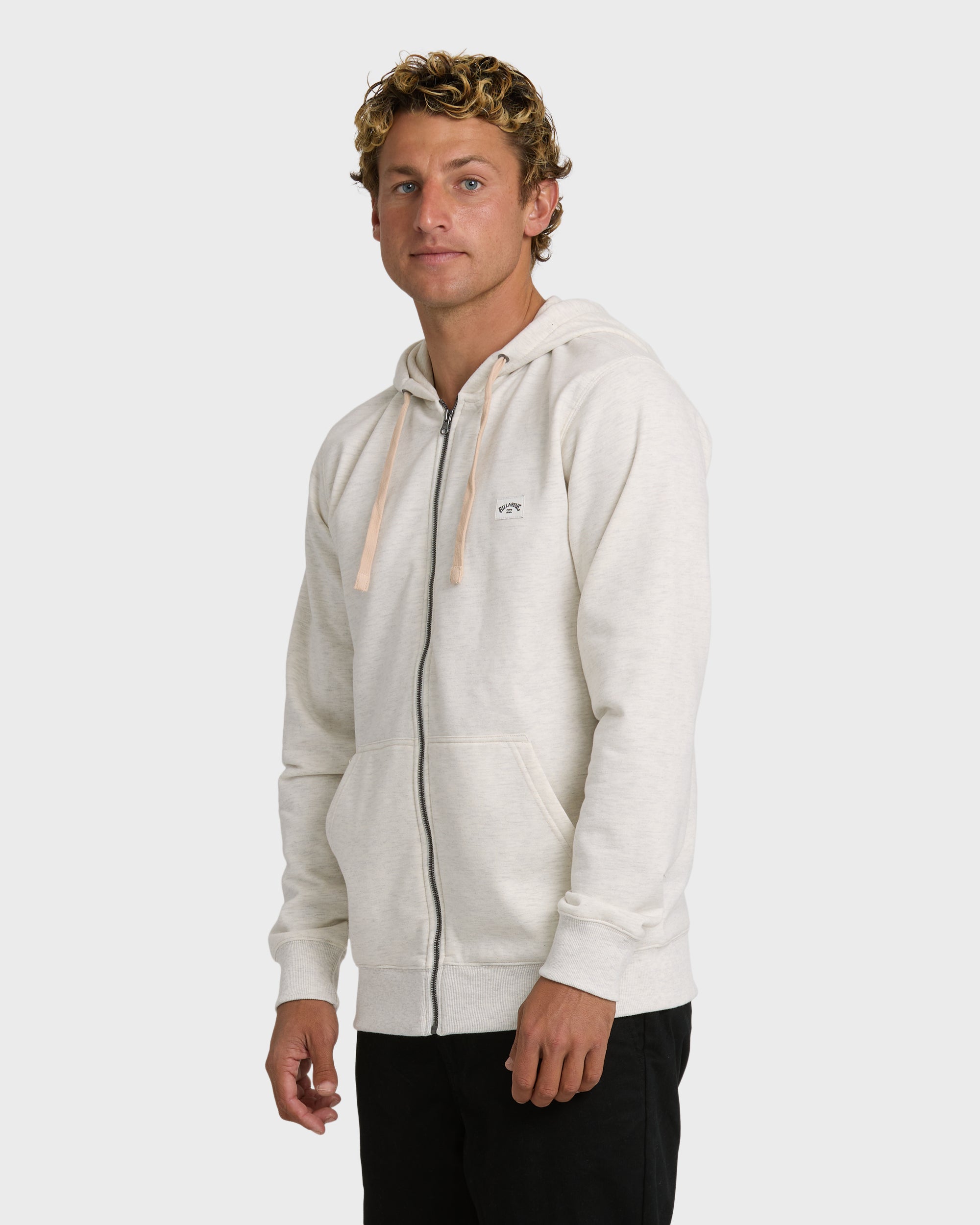 Billabong All Day Zip Front Hoodie - Oatmeal Heather.