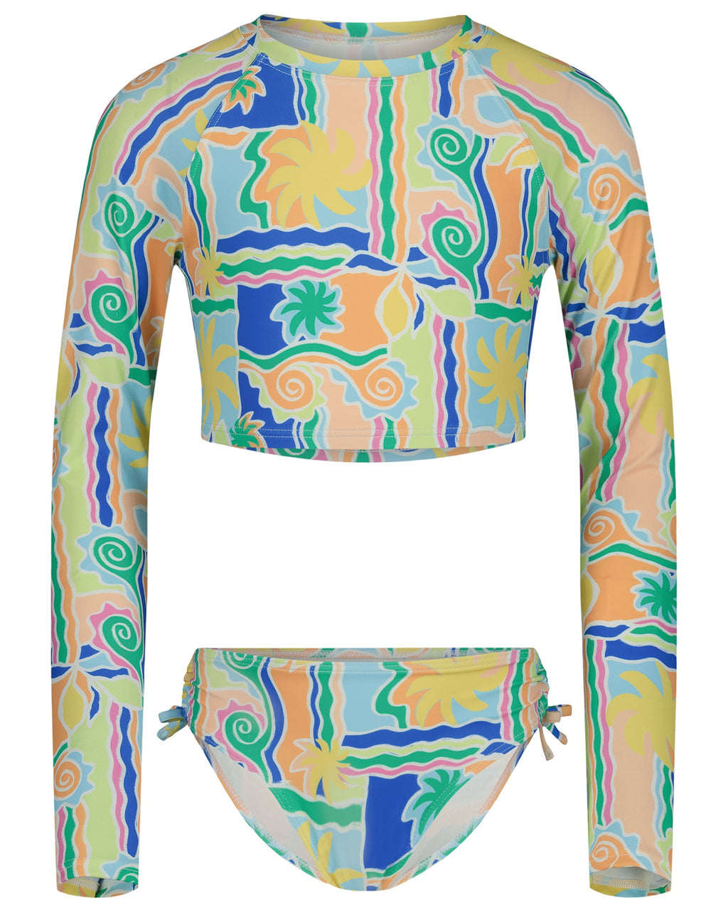 Billabong Girls Sol Playa Crop Rashguard Swimsuit Set