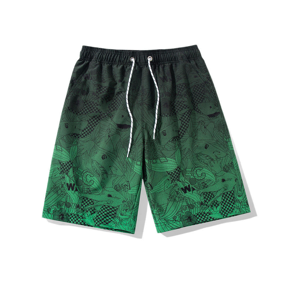 Men Leopard Quick Dry Polyester Beach Swim Board Shorts