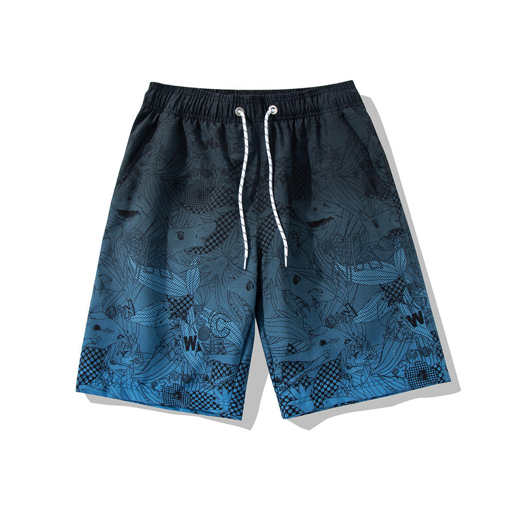 Men Leopard Quick Dry Polyester Beach Swim Board Shorts