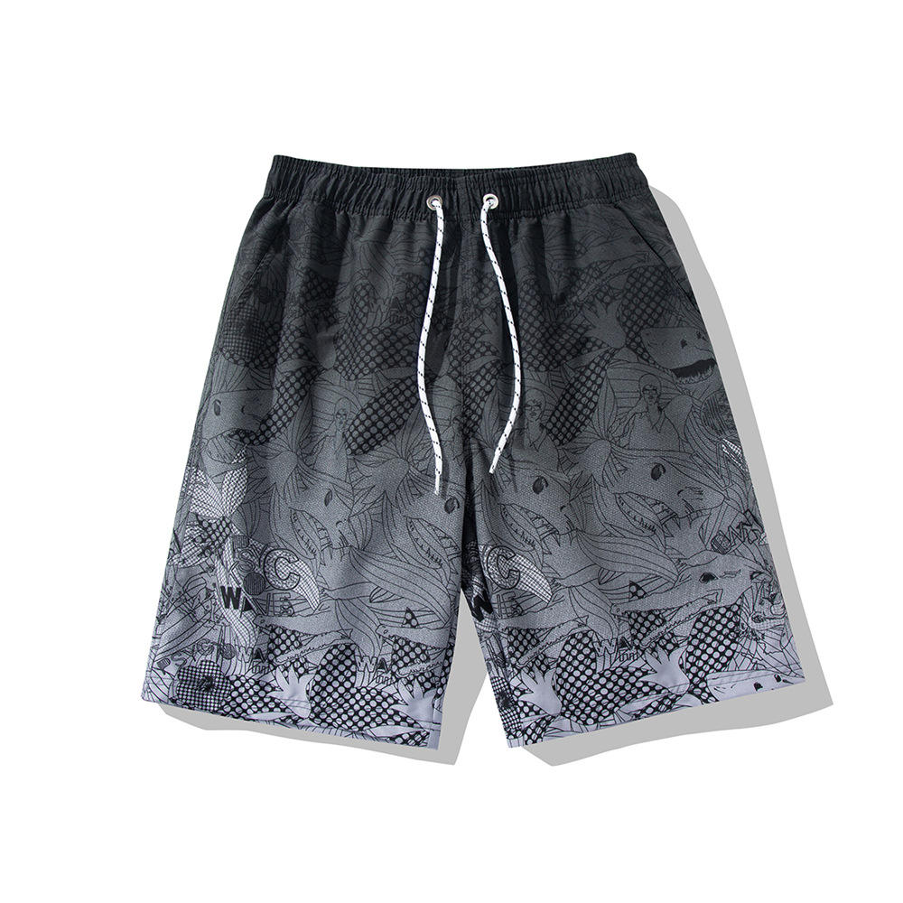 Men Leopard Quick Dry Polyester Beach Swim Board Shorts