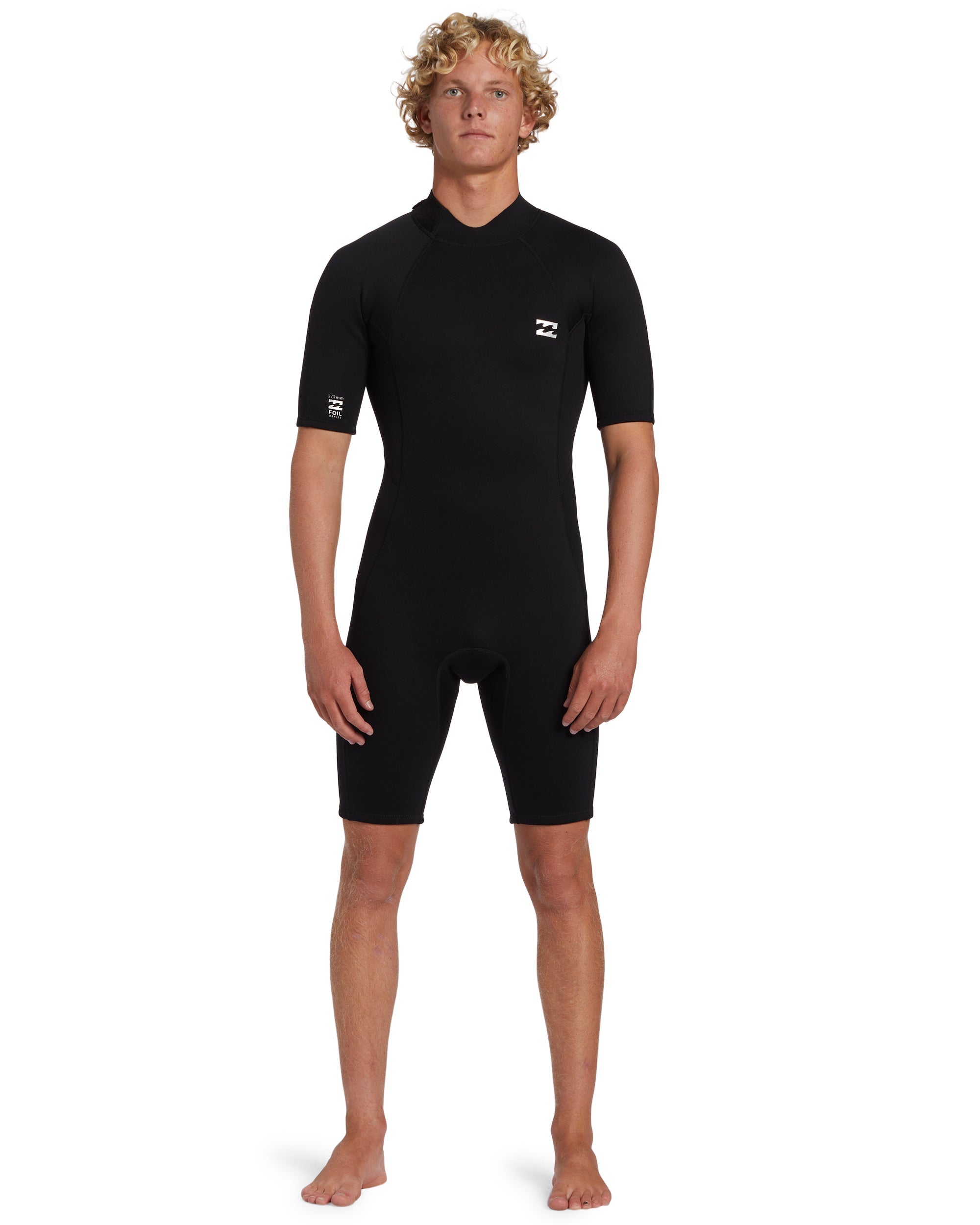 Billabong 2mm Foil Flatlock Back Zip Short Sleeve Springsuit - Black