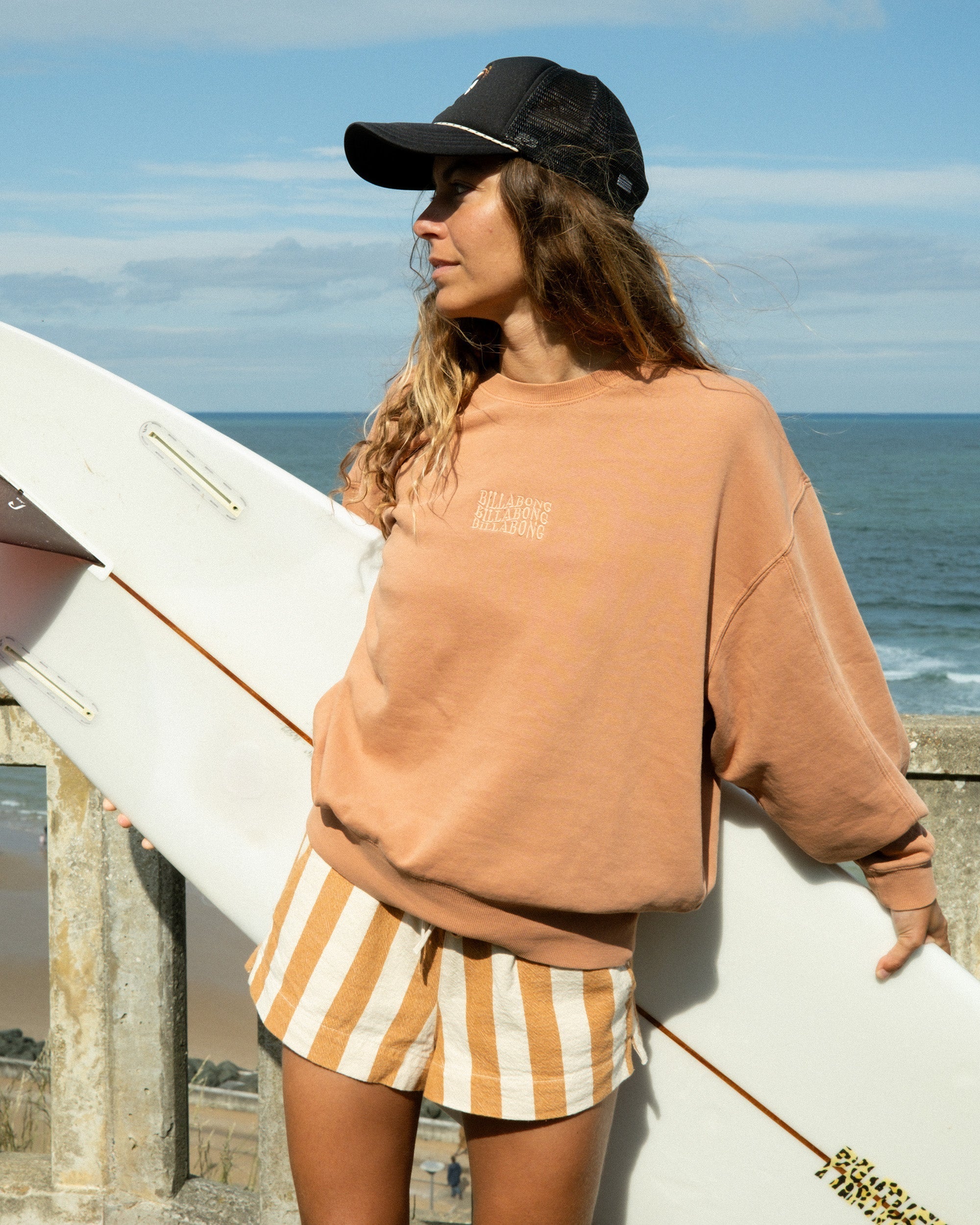 Billabong Bleached Out Kendal Crewneck Sweatshirt - Caramel Cafe
