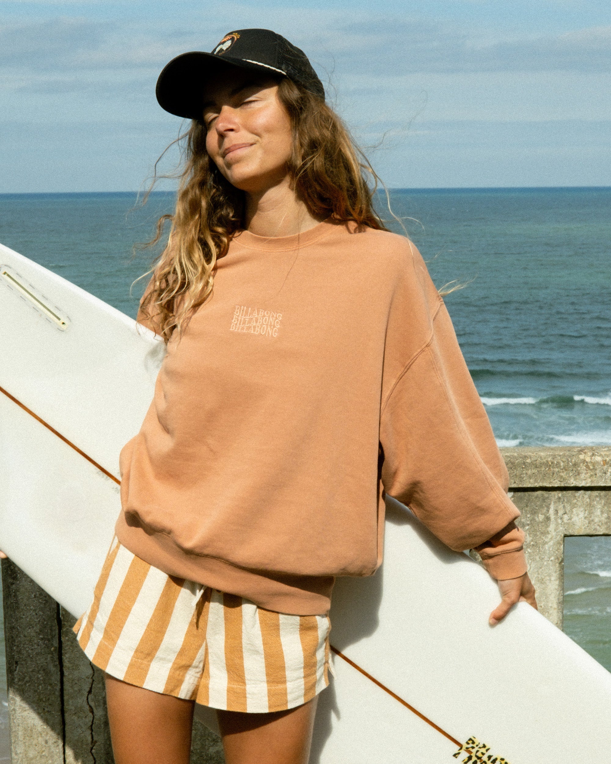 Billabong Bleached Out Kendal Crewneck Sweatshirt - Caramel Cafe